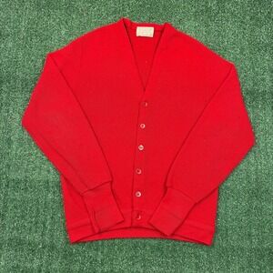 Vintage 1970's Lord Jeff Jefflinks Red Cardigan Sweater